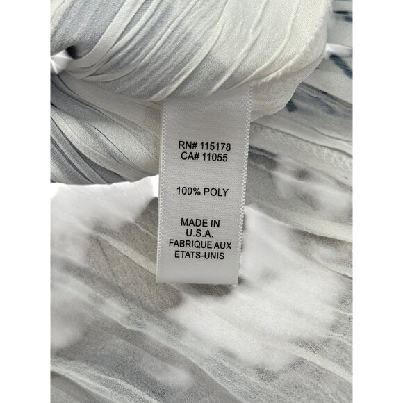 Komarov Long Sleeve Pleated Top Button-Up Gray White Lace-Up Back Womens Size S - Picture 7 of 8